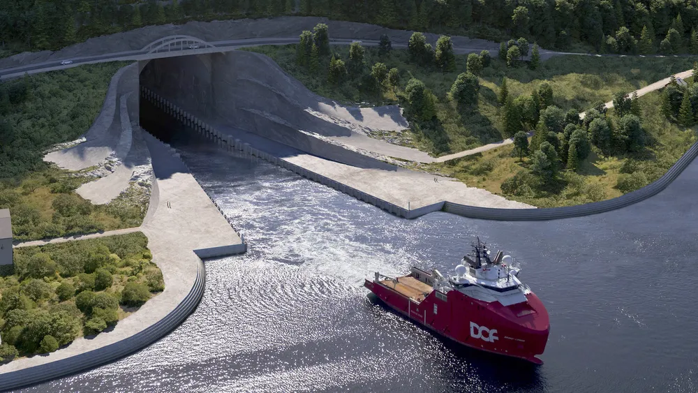 stad skipstunnel offshoreskip Illustrasjon - Kystverket Snøhetta Plomp