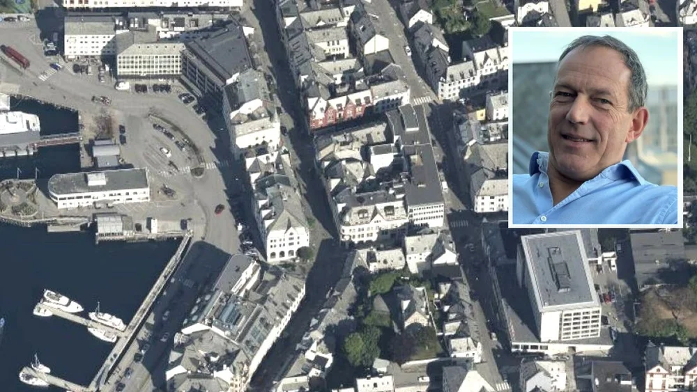 Flyfoto Alesund sentrum innfelt gunnar haagensen foto Geovekst Marius